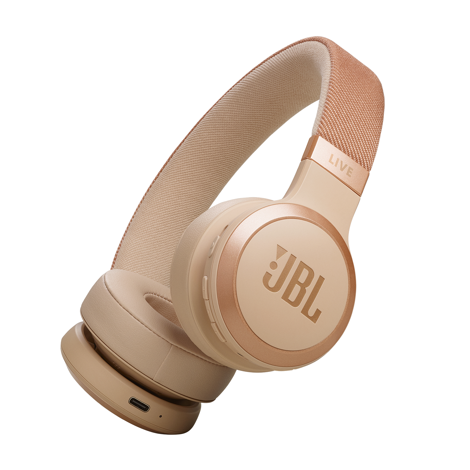 JBL Live 670NC - Sandstone - Wireless On-Ear Headphones with True Adaptive Noise Cancelling - Hero